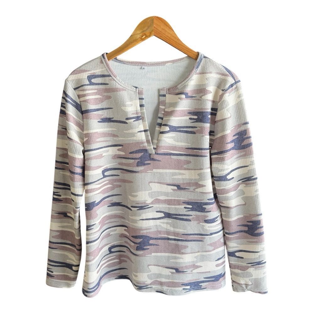 Muted Camouflage Long Sleeve Women's Top NWT